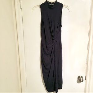 Turtleneck twist front midi dress - Navy
